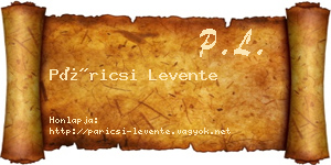 Páricsi Levente névjegykártya